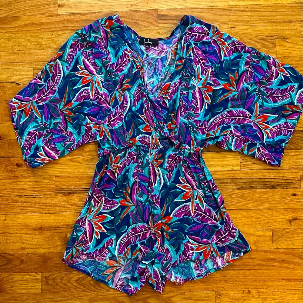 NWOT*Lulus Hypnotized Purple Print Romper L - Picture 3 of 12